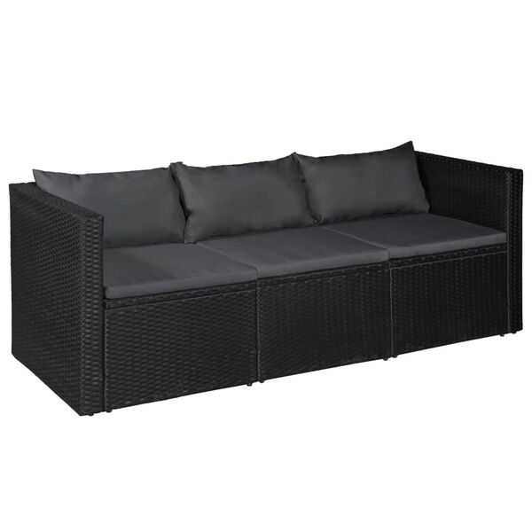 vidaXL 4 pcs conjunto lounge para jardim vime PE preto e cinzento