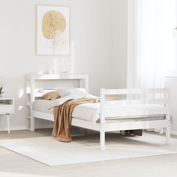 vidaXL Cama sem colch&atilde;o 75x190 cm madeira de pinho maci&ccedil;a branco