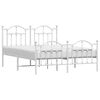 vidaXL Estrutura de cama com cabeceira e p&eacute;s 135x190 cm metal branco