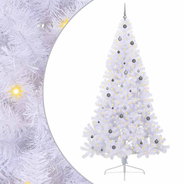 vidaXL &Aacute;rvore de Natal Artificial com 300 LEDs Branco 240 cm PVC e A&ccedil;o