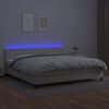 vidaXL Cama box spring c/ colch&atilde;o/LED 200x200cm couro artificial creme
