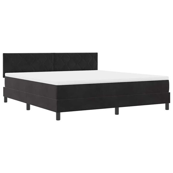 vidaXL Cama Box com colch&atilde;o com cabeceira Preto 180 x 200 cm Veludo