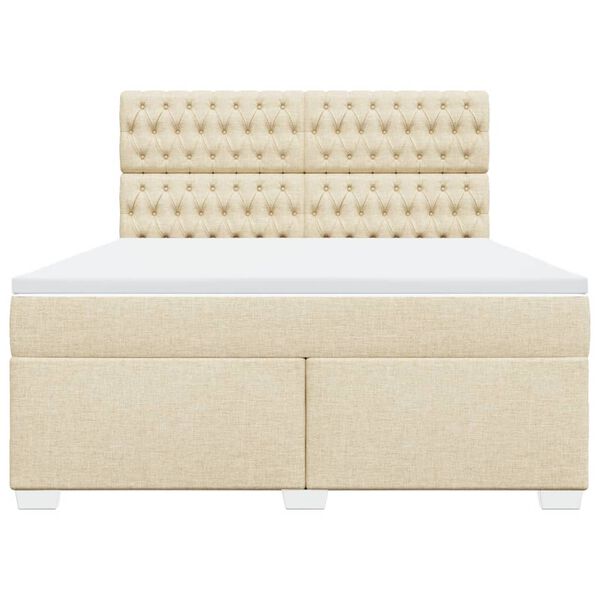 vidaXL Cama com molas/colch&atilde;o 180x200 cm tecido cor creme