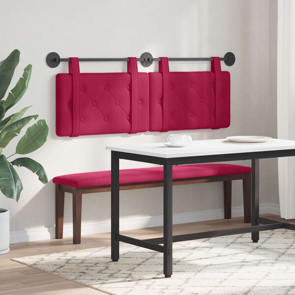vidaXL Cabeceira Suspensa Vinho Vermelho 150 x 55 x 5 cm Veludo