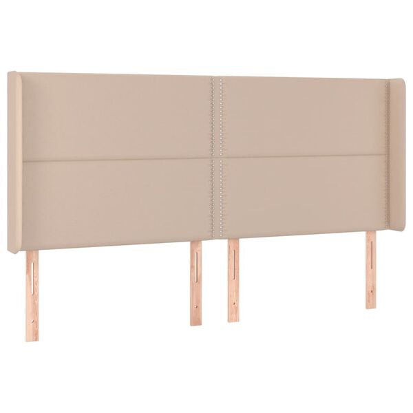 vidaXL Cabeceira cama c/ abas couro artif. 183x16x118/128cm cappuccino