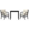 vidaXL Conjunto de Jantar para Jardim com almofada 3 pcs Preto vime PE