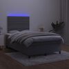 vidaXL Cama box spring colch&atilde;o LED 120x190cm couro artif. cinza-escuro