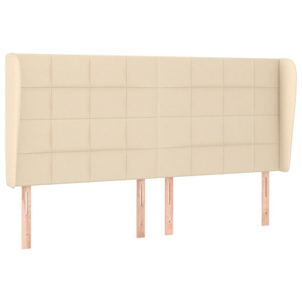 vidaXL Cabeceira de cama c/ abas tecido 163x23x118/128 cm creme