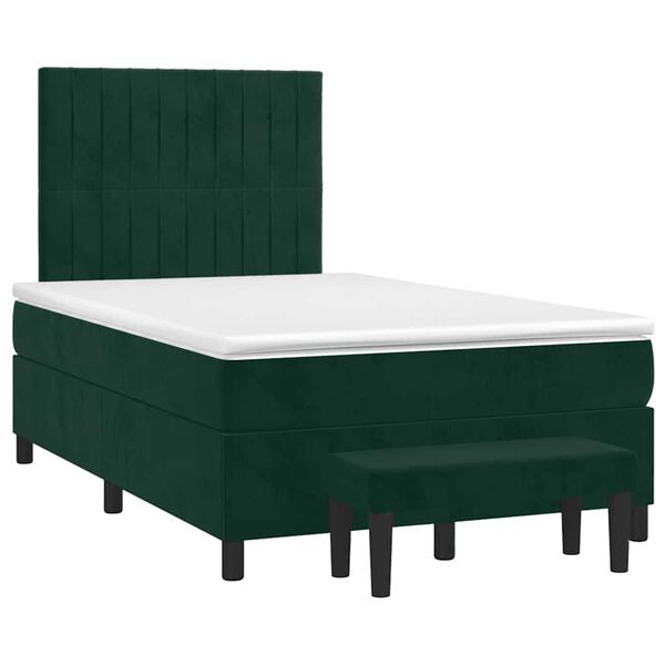 vidaXL Cama boxspring com colch&atilde;o 120x190 cm veludo verde-escuro
