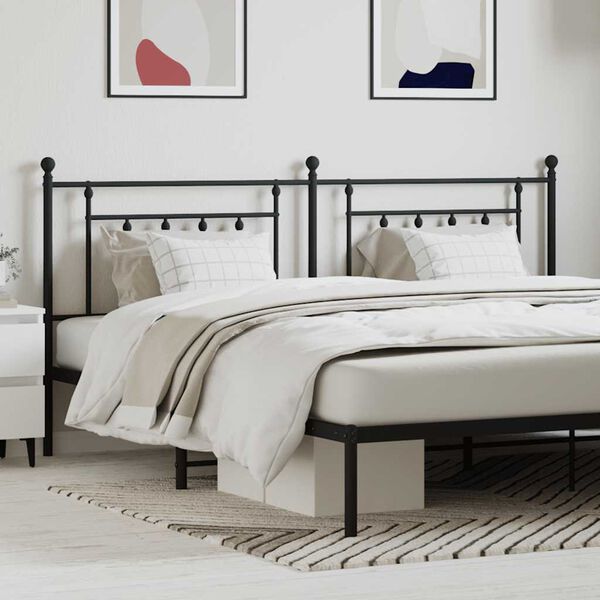 vidaXL Cabeceira de cama 200 cm metal preto