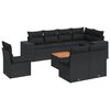 vidaXL 9 pcs conjunto de sof&aacute;s p/ jardim c/ almofad&otilde;es vime PE preto