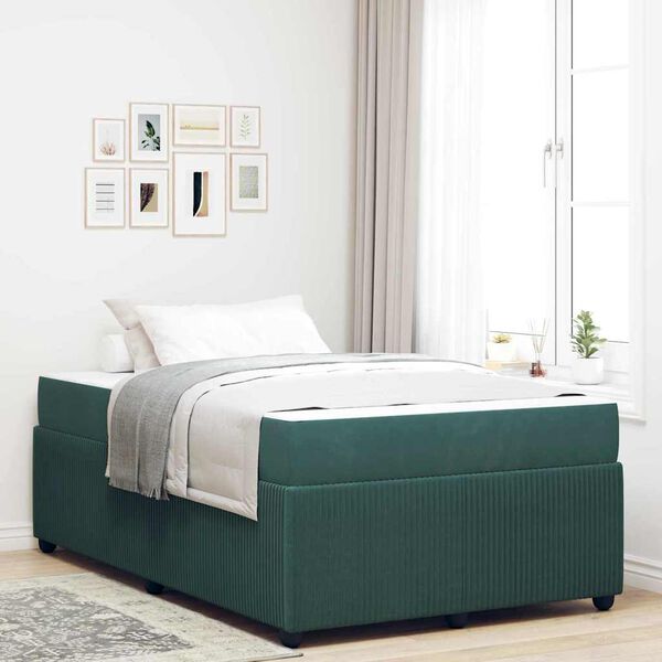 vidaXL Estrutura da Cama com colch&atilde;o Verde Escuro 120 x 190 cm tecido