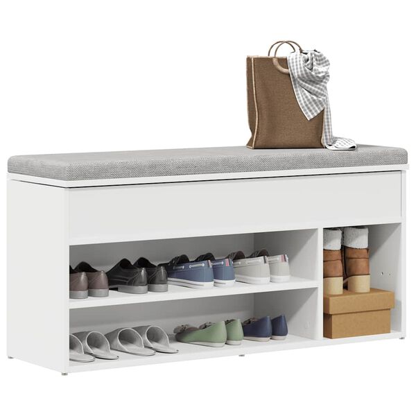 vidaXL Banco sapateira 102x30,5x45 cm derivados de madeira branco
