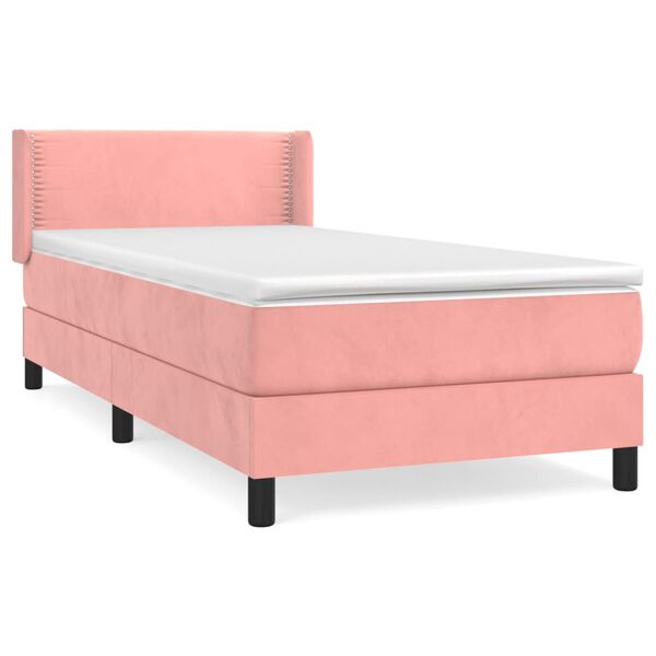 vidaXL Cama com molas/colchão 90x190 cm veludo rosa