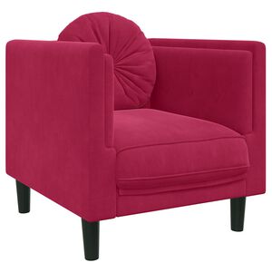 vidaXL Poltrona com almofad&atilde;o veludo vermelho tinto