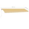 vidaXL Toldo autom&aacute;tico LED e sensor de vento 600x300cm amarelo/branco