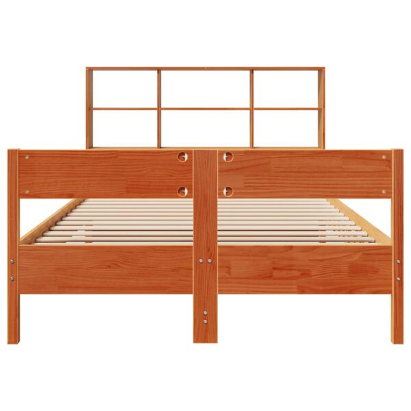 vidaXL Cama com estante sem colch&atilde;o 140x200 cm pinho maci&ccedil;o