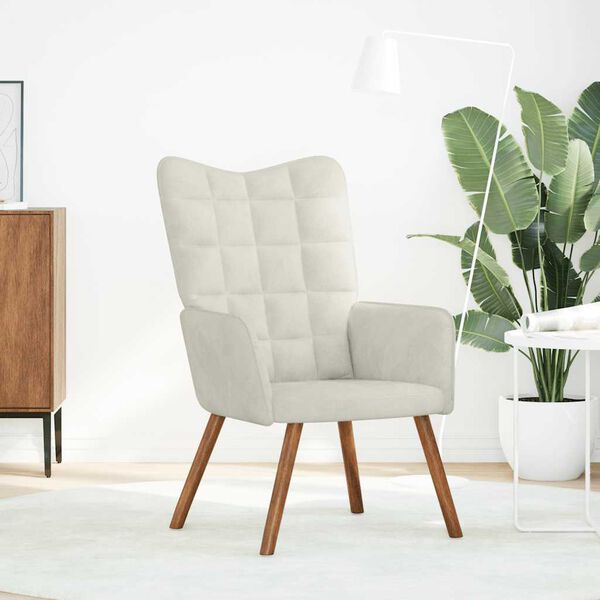 vidaXL Cadeira de descanso veludo creme