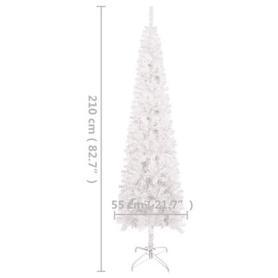 vidaXL Árvore de Natal pré-iluminada fina 210 cm branco