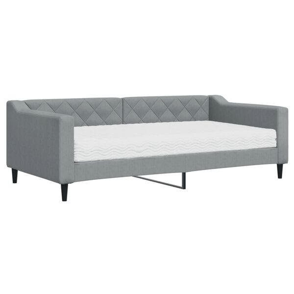 vidaXL Sofá-cama com colchão 90x190 cm tecido cinzento-claro