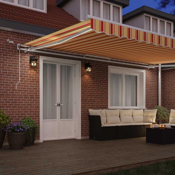 vidaXL Toldo Retr&aacute;til Amarelo e Laranja 500 &times; 300 cm Poli&eacute;ster e Metal