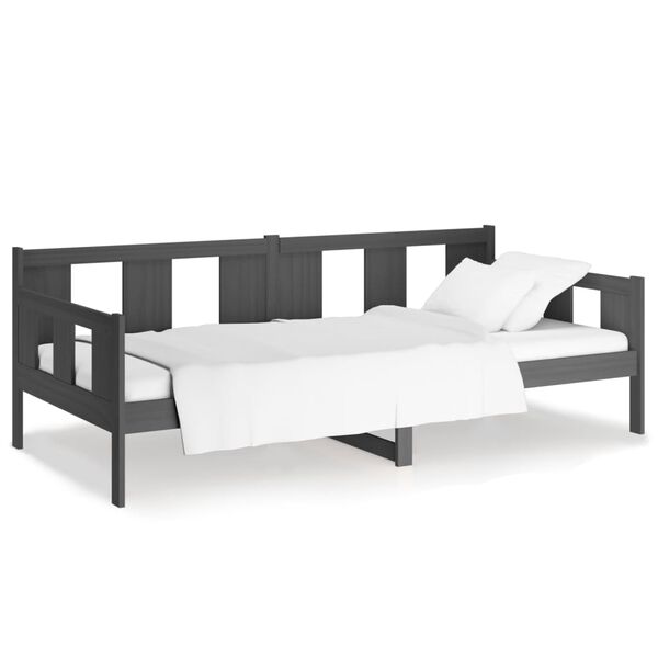 vidaXL Sofá-cama 80x200 cm madeira de pinho maciça cinzento