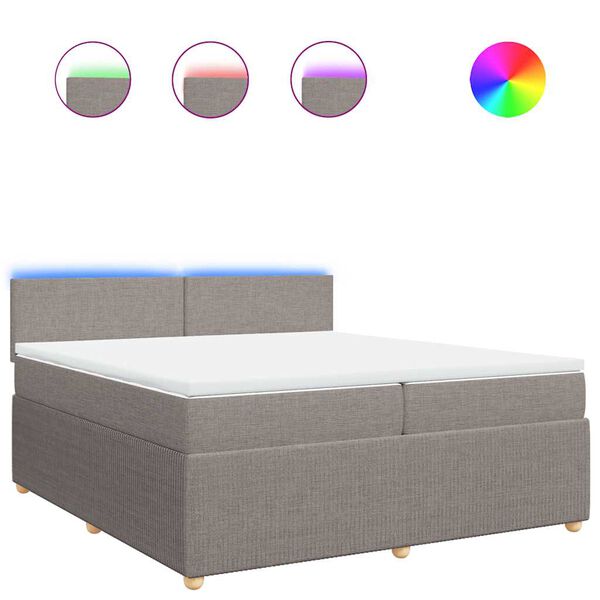 vidaXL Cama com molas/colch&atilde;o 200x200 cm tecido castanho-acinzentado