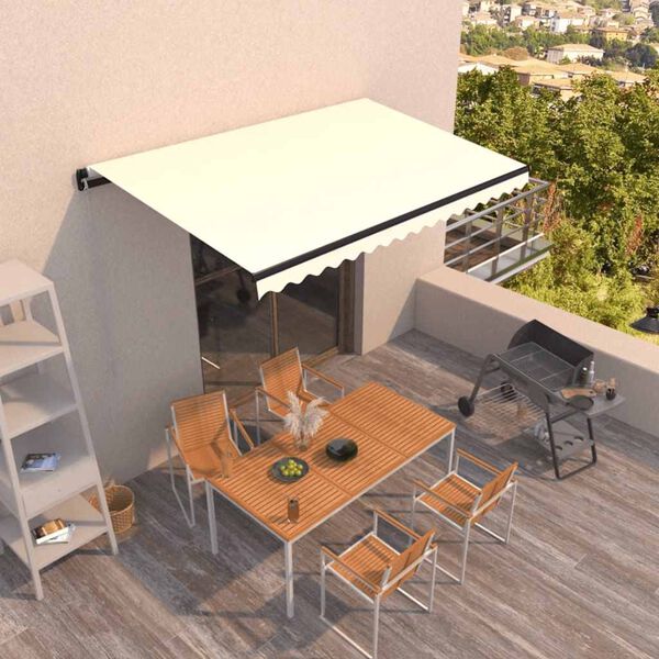 vidaXL Toldo retr&aacute;til manual 450x300 cm cor creme