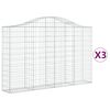 vidaXL Cestos gabi&atilde;o arqueados 3pcs 200x30x120/140cm ferro galvanizado