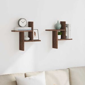 vidaXL Prateleiras de parede 2 pcs derivados madeira carvalho castanho