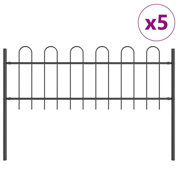 vidaXL Cerca para Jardim 5 pcs Cinzeto 8,5 x 0,6 m