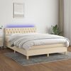 vidaXL Cama box spring c/ colch&atilde;o e LED 140x200 cm tecido cor creme