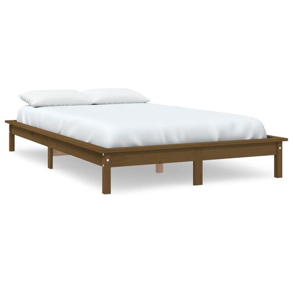 vidaXL Estrutura de cama 160x200 cm madeira pinho maci&ccedil;o castanho mel
