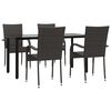 vidaXL 5 pcs conjunto de jantar para jardim vime PE castanho