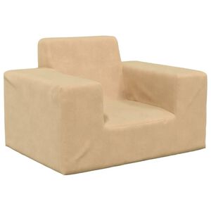 vidaXL Sof&aacute; infantil pel&uacute;cia macia cor creme