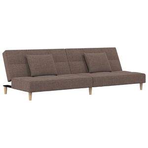 vidaXL Sof&aacute;-cama 2 lugares c/ duas almofadas tecido cinza-acastanhado