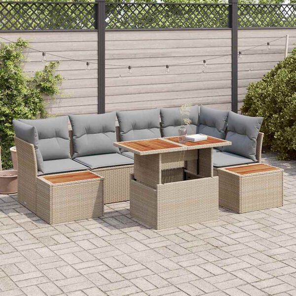 vidaXL Conjunto de Sof&aacute; de Jardim 10 pcs Bege Rattan Sint&eacute;tico