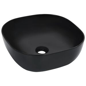 vidaXL Lavat&oacute;rio 42,5x42,5x14,5 cm cer&acirc;mica preto