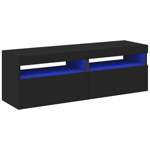vidaXL Móveis de TV com luzes LED 2 pcs 60x35x40 cm preto