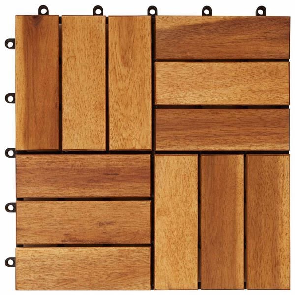 vidaXL Telha de Deck 10 pcs Castanho 30 x 30 cm Madeira de Ac&aacute;cia