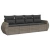 vidaXL 4 pcs conjunto sof&aacute;s de jardim c/ almofad&otilde;es vime PE cinzento