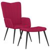 vidaXL Cadeira de descanso com banco veludo vermelho tinto