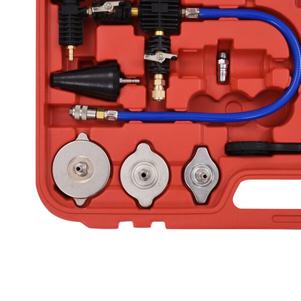 vidaXL 28 pcs teste pressão sistema refrigeração e tampa do radiador