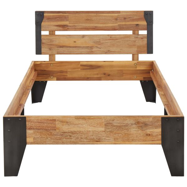 vidaXL Estrutura de cama 90x200 cm ac&aacute;cia maci&ccedil;a acabamento escovado