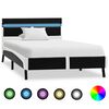 vidaXL Estrutura de cama c/ LED 90x200 cm couro artificial preto