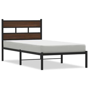 vidaXL Cama sem colch&atilde;o com cabeceira 75x190 cm carvalho castanho