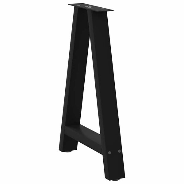 vidaXL P&eacute;s para mesa de jantar em formato A, 2 pe&ccedil;as, preto, 60x(72-73) cm, a&ccedil;o