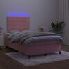 vidaXL Cama box spring c/ colch&atilde;o/LED 120x200 cm veludo rosa