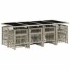 vidaXL 13 pcs conj. jantar jardim c/ almofad&otilde;es vime PE cinzento-claro