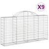vidaXL Cestos gabi&atilde;o arqueados 9pcs 200x30x100/120cm ferro galvanizado